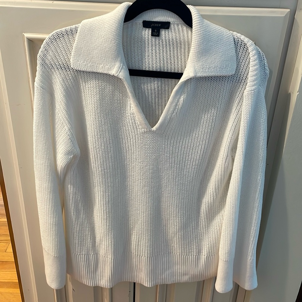 J. Crew White v-neck sweater